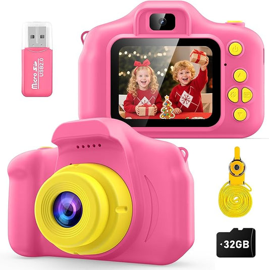 Desuccus Kids Camera for Girls 3-12, 1080P HD Digital Camera with 32GB SD Card - Toddler Camera, Christmas Birthday Gift Toys for 4 5 6 7 8 9 10 11 Year Old Girls (Pink)
