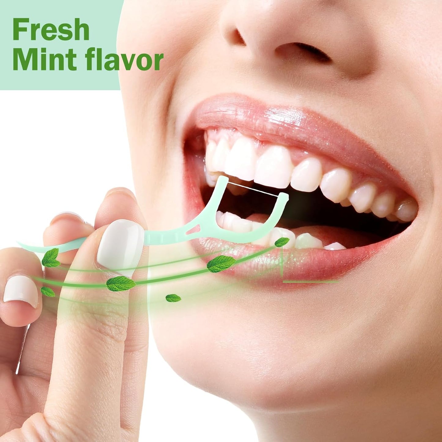 Maxcheck 2000 Count Floss Picks Bulk Natural Dental Floss Picks Toothpicks Sticks High Pull Tooth Flosser Sustainable for Teeth(Green)