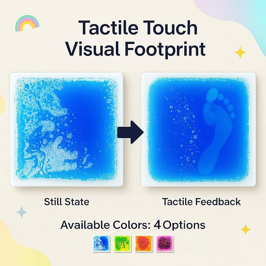 Liquid Sensory Floor Tiles for Kids Ages 3+, 12" Step-On Tiles with Non-Slip Base, Interactive Color-Flow, Assorted Colors, Sensory Path Starter Set (4-Pack)