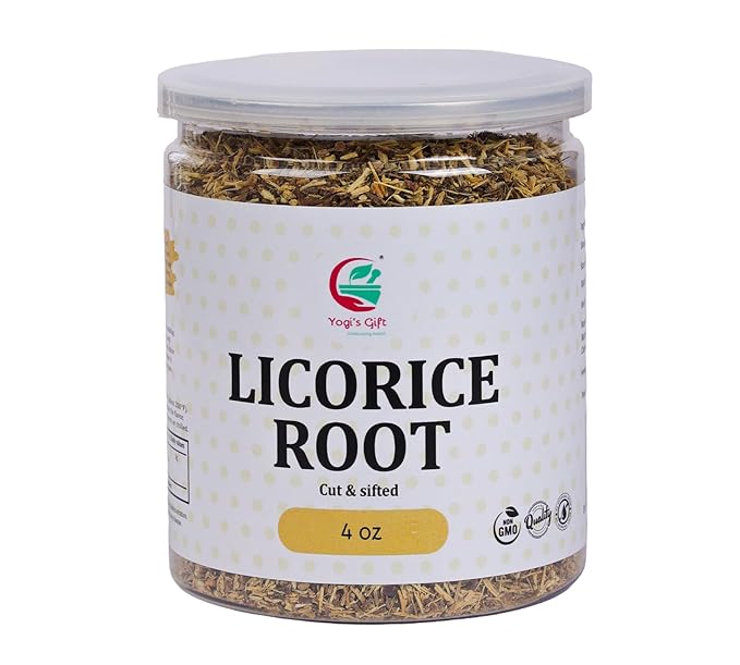 Licorice Root 4oz, Cut and Sifted, 100% Pure & Natural Dried Licorice Root, Premium Quality, Ideal for Tea, Herbal Blends, and Wellness Uses - By Yogi’s Gift®