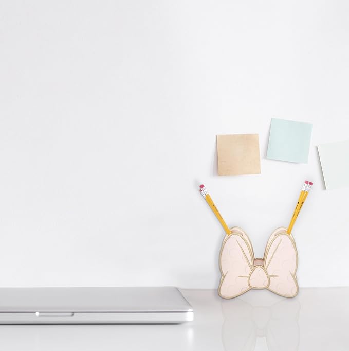 Jay Franco Disney Minnie Mouse Bow Toothbrush Holder - Pink Resin Pencil Holder - Bathroom Storage