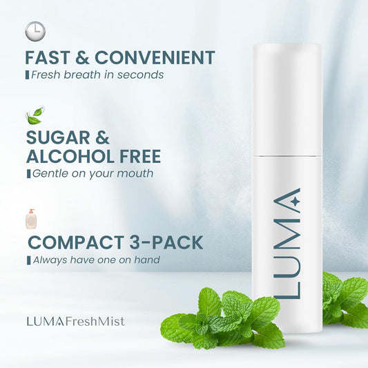 Luma Breath Mist Spray – 3 Pack – Instant Fresh Breath Spray with Mint Flavor – Sugar-Free & Alcohol-Free – Long-Lasting Portable Breath Freshener for Travel, Office, or Daily Oral Care