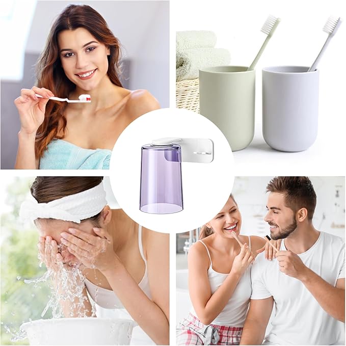 Toothbrush Cup Organizer - Adhesive Rinse Cup Set, Wall Mounted Brush Dispenser, Bathroom Accessory with Space Saving Design, Tooth Care Holder for Home Apartment Dorm Office Hotel RV Travel