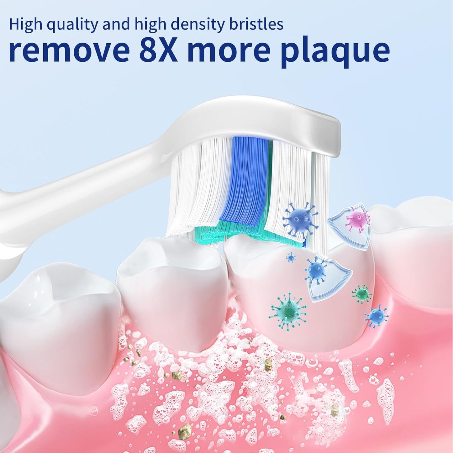 TAWEE Electric Toothbrush Replacement Heads Compatible with Philips Sonicare Click-On Handles Medium Soft End-Rounded Bristles for Plaque Control Travel case10 Pack