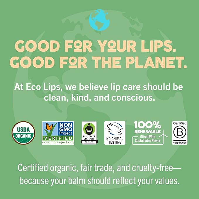 LIP BALM Mongo Kiss 6-Pack by Eco Lips 100% Organic Beeswax & Cocoa Butter Lip Care with Mongongo Oil - Soothe & Moisturize Dry & Cracked Lips - Made in USA. (Unflavored)