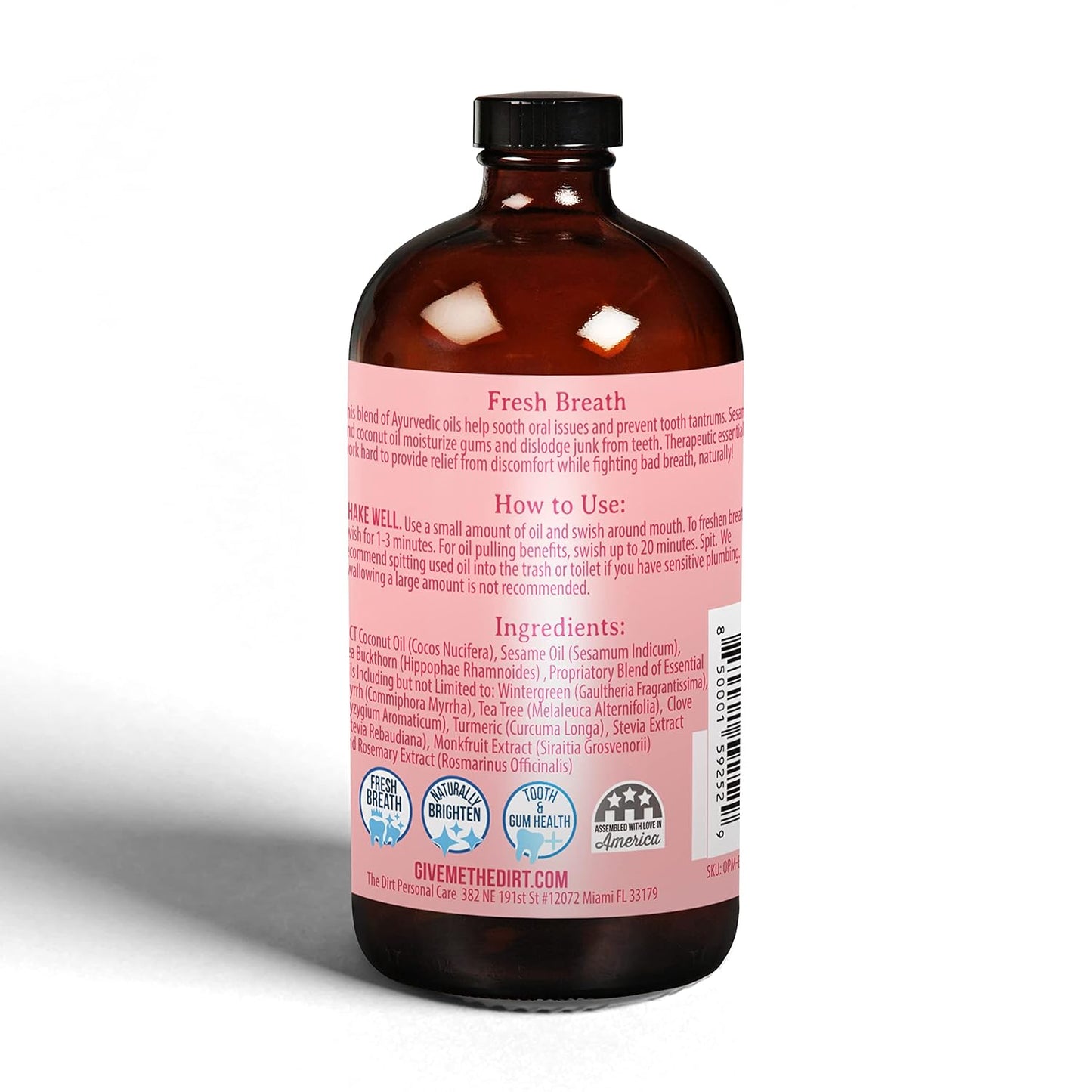 THE DIRT Oil Pulling Mouthwash - Gluten Free - Removes Plaque, Tartar, Bad Breath & Whitens Teeth (Bubblegum, 8 Ounce)