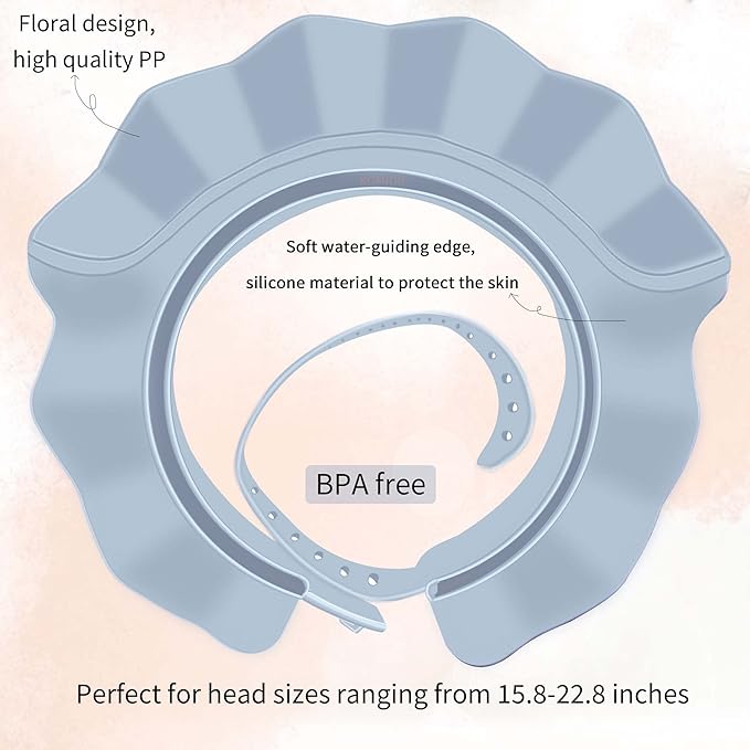 KOMIDK Baby Kids Shower Cap Shampoo Bath Bathing Hat Silicone Adjustable Washing Hair Shower Bathing Protection Shower Cap for Toddler, Baby, Kid, Children (Blue)