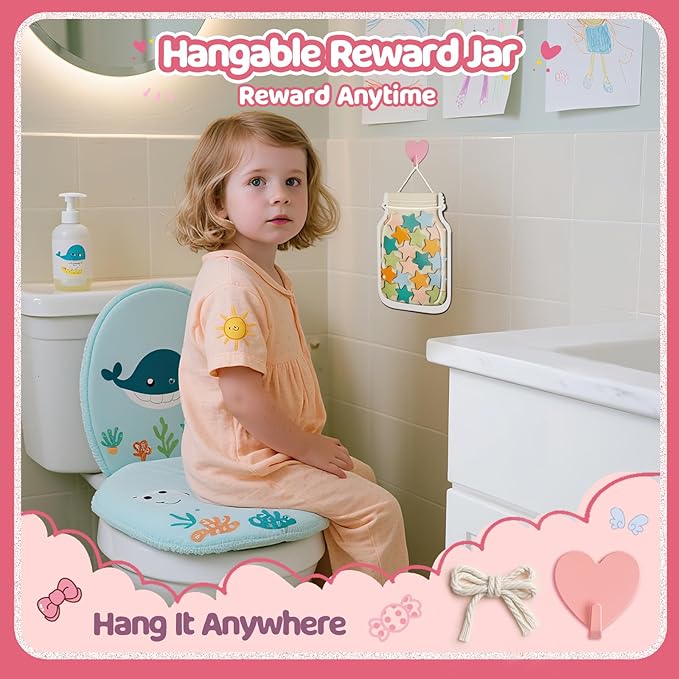 Magnetic Reward Jars for Kids - Star Tokens Reward Jar for Classroom Star Jar Reward System Behavior Chart for Kids at Home Potty Training