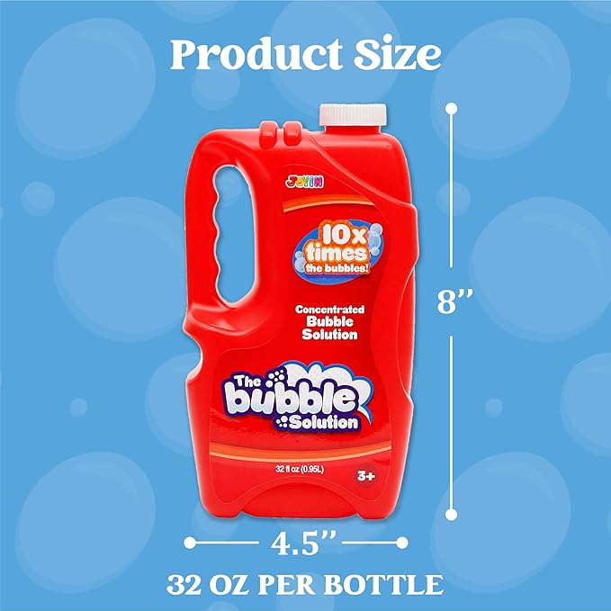 JOYIN 2 Bottles Bubbles Refill Solutions 64 oz (up to 5 Gallon), Concentrated Solution for Bubble Machine, Gun, Wand Refill Fluid Summer, Easter Toys (Red+Purple)
