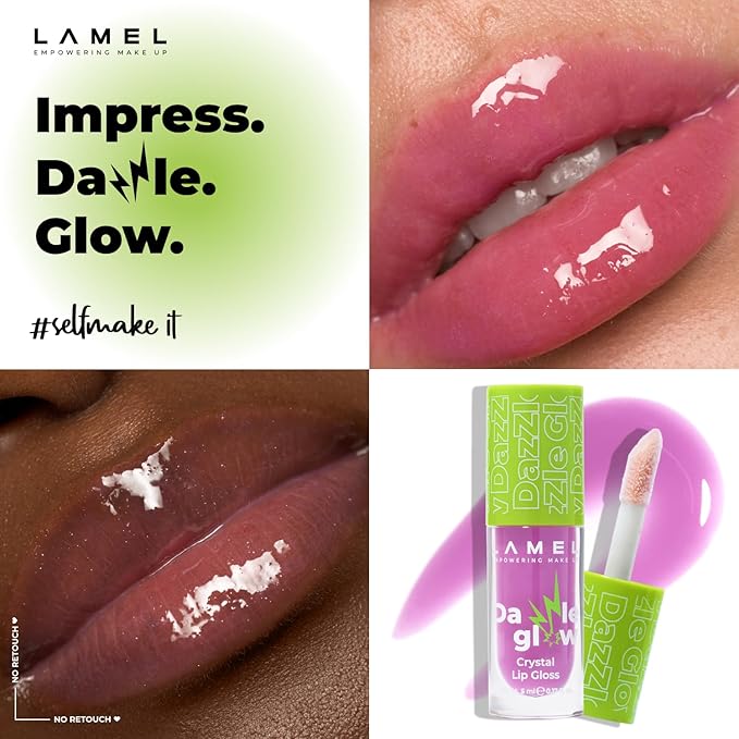 Lamel Dazzle Glow Crystal Clear Lip Gloss - Hydrating Lip Gloss - Non Sticky - Colored - Moisturizing - №406 Empower