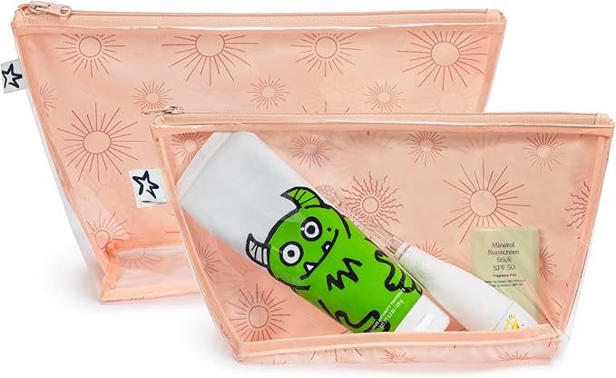 Tiny Twinkle Diaper Bag Organizing Pouches | Mess-Proof Clear Front Travel Organizer Bags | TSA Approved Toiletry Bag Set for Baby and Mom Essentials