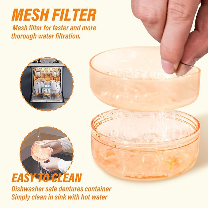 Denture Case Retainer Cleaning Case: 2 in 1 Retainer Case, No-Leak Denture Bath Box Cup, Complete Clean Care for Dentures, Clear Braces, Mouth Guard, Night Guard & Retainers