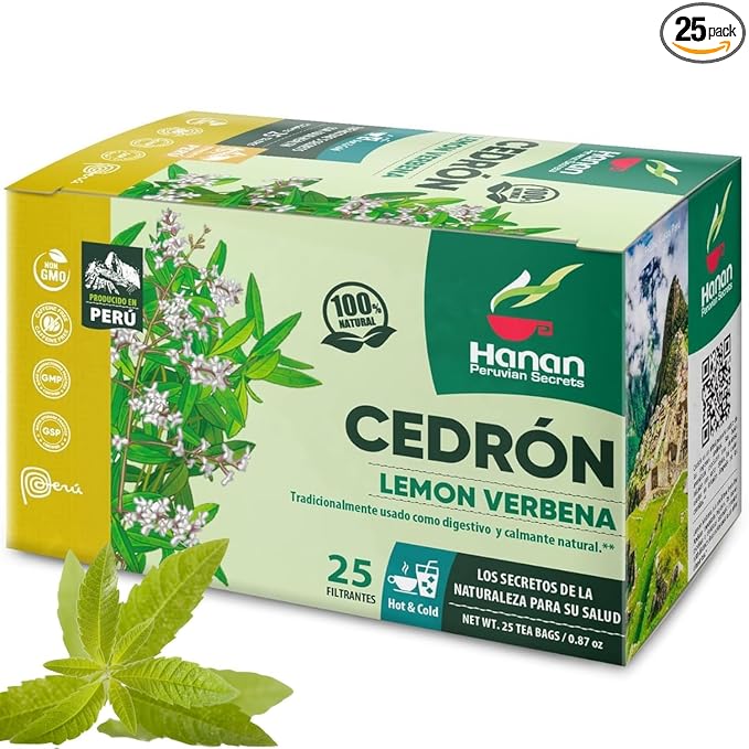 Lemon Verbena 25 Teabags of Cedron Herbal Tea All Natural Lemon Beebrush from Peru Used to Add Lemon Flavor in Cooking Perfumes Essential Oil