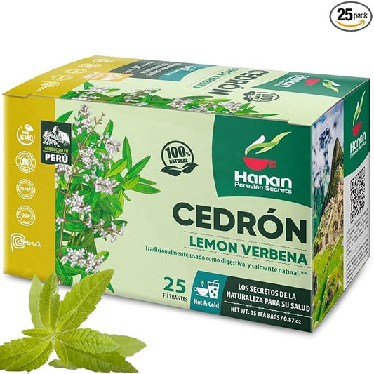 Lemon Verbena 25 Teabags of Cedron Herbal Tea All Natural Lemon Beebrush from Peru Used to Add Lemon Flavor in Cooking Perfumes Essential Oil