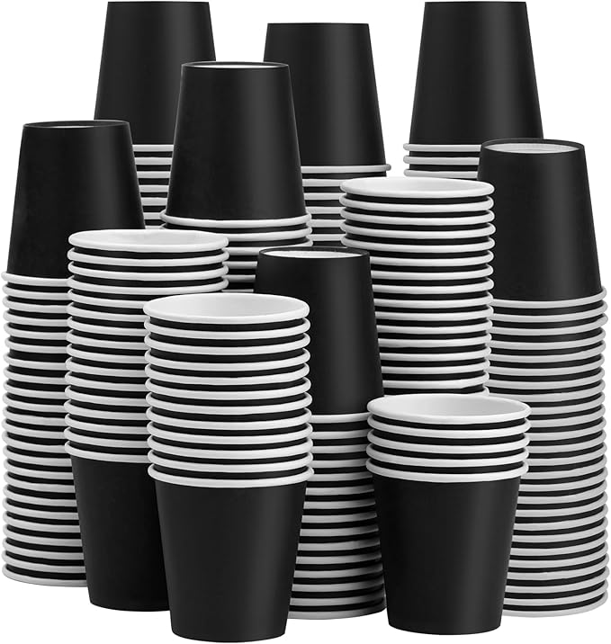 300 Pack 3oz Black Paper Cups, Mouthwash Cups, Disposable Bathroom Cups, Disposable Cups 3oz Ideal for Bathroom, Halloween, Birthday Party, Picnic and BBQ
