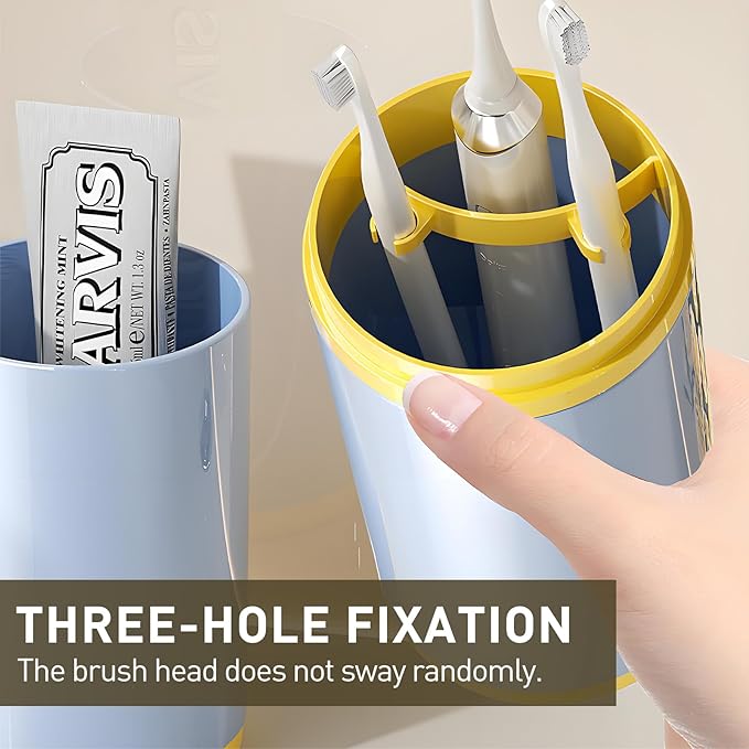 Toothbrush Cup with Cover – Leak-Proof Seal, Large Capacity for Electric Toothbrushes, Detachable 2-in-1 Design | Portable for Travel, Home & Office | Ideal for Travelers, Families, Students (Blue)