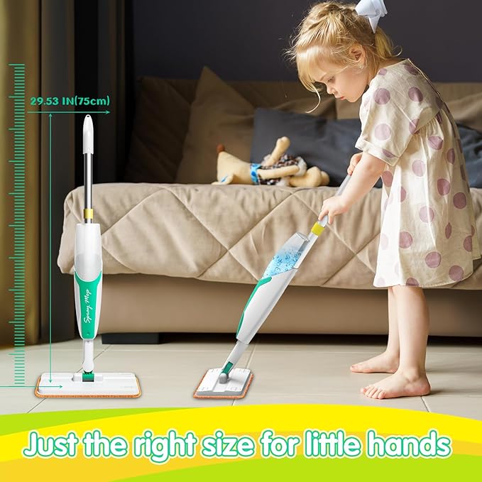 EP EXERCISE N PLAY Kids Spray Mop - Toddler-Size Cleaning Toy Set - Small Mop for Kids That Really Spray - Mini Toddler Mops - Montessori Toys for Toddlers Girls Boys 3 4 5 Years Old
