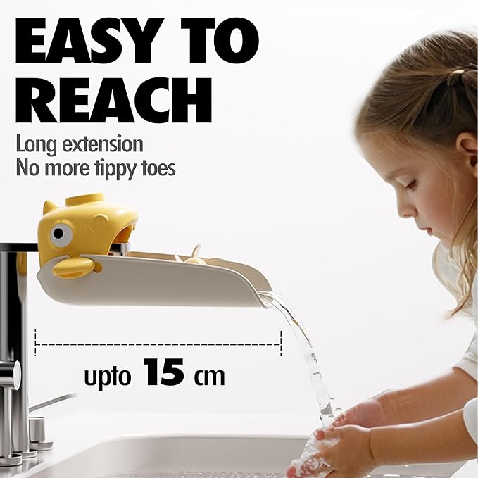Faucet Extender for Toddlers, 2 Pack Universal Sink Extension with Water Wheel to Kids Fun Hand Washing (Yellow Shark)
