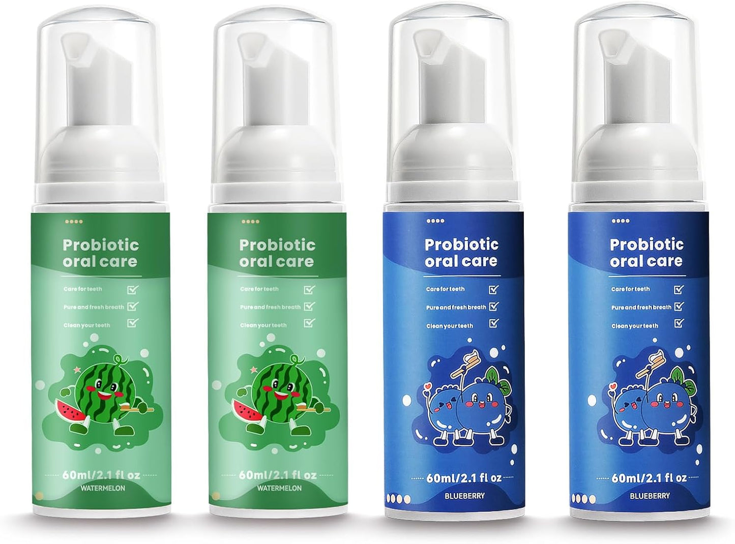 Kids Foam Fluoride Free Toothpaste with Watermelon and Blueberry Mint Flavor, Toddler Natural Teeth Deep Cleaning Toothpaste for U Shaped Toothbrush