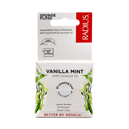 RADIUS Vanilla Mint Dental Floss 55 Yards Vegan & Non-Toxic Oral Care Boost & Designed to Help Fight Plaque Clear - Pack of 4
