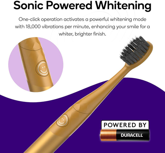 Burst Nova Toothbrush (2 Pack/Red & Orange) | Sonic Powered Teeth Whitening | Super-Soft Bristles | 18000 VPM | 2 Minute Timer | Aluminum Handle | Replaceable Brush Head | Compact Size | AAA Battery