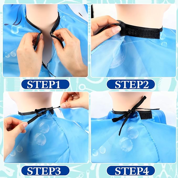 FEBSNOW Kids Hair Cutting Cape,Professional Kids Barber Cape and Neck Duster Brush Cartoon Hairdresser Apron with Adjustable Closure for Children Salon Barber Supplies for Kids & Adults 55x39 Inches