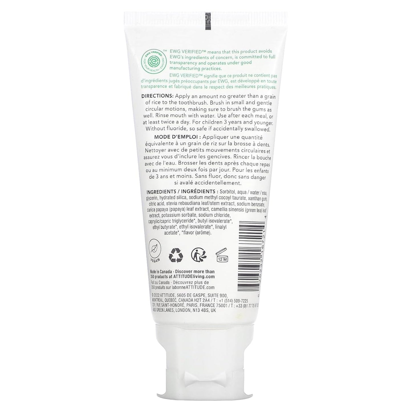 ATTITUDE Baby & Child Fluoride-Free Training Toothpaste, Natural, Vegan & EWG Top Scoring, Strawberry, 2.5 Oz (16721) (Pack of 2)