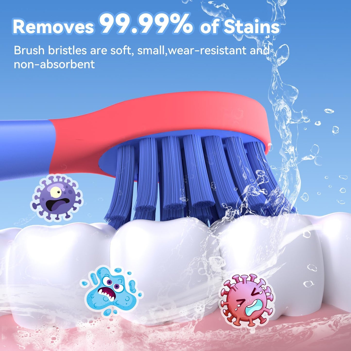 JTF Kids Electric Toothbrush Rechargeable: Sonic Tooth Brush with Smart Timer 5 Brushing Modes 4 Soft Small Brush Heads DIY Sticker and IPX7 Waterproof, Portable Children Toothbrushes for Boy, Ages 3+