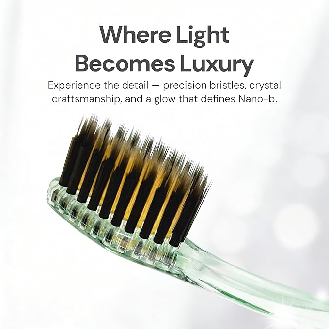 Nano-b Manual Toothbrush Set for Adults with Sensitive Gums, Gold & Charcoal Soft/Medium Bristles, Travel Cases, Blue, Pink, Green, Crystal, 12-Pack