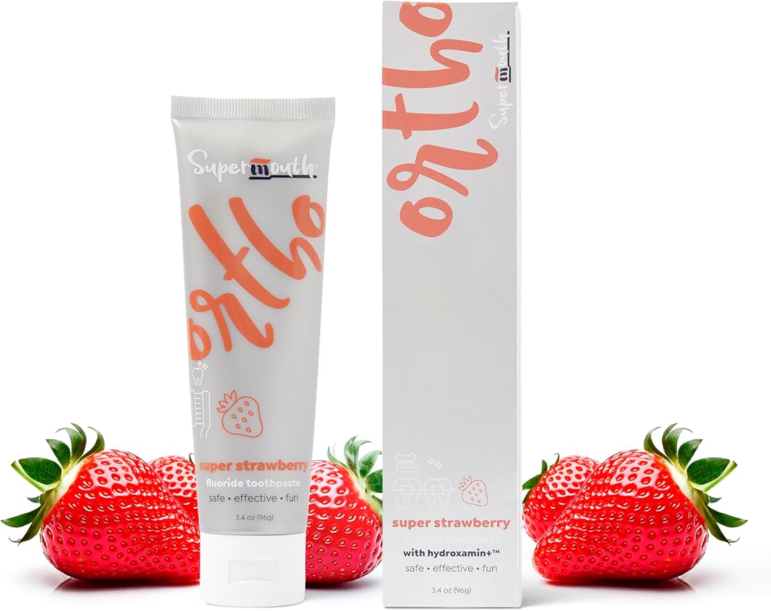 SuperMouth Ortho Toothpaste – for Braces & Aligners, Fluoride + Nano Hydroxyapatite, Adults & Kids, Fights Cavities & Decalcifications, Orthodontist-Developed, Safe Clean Ingredients, 4 Tasty Flavors