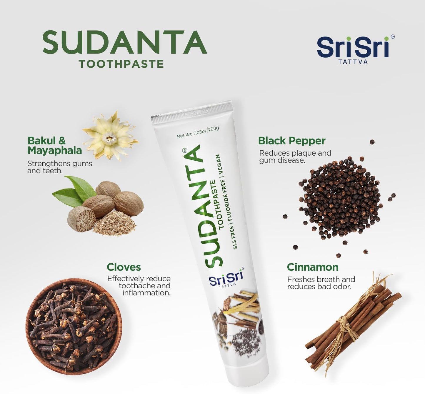Sudanta 200g Herbal Fluoride-Free, Paraben-Free, Vegan, Natural Toothpaste with Ayurvedic Herbs
