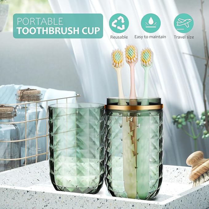GALPADA Portable Toothbrush Travel Case Sturdy Toothbrush Holder Cup Reusable for Camping Hotel