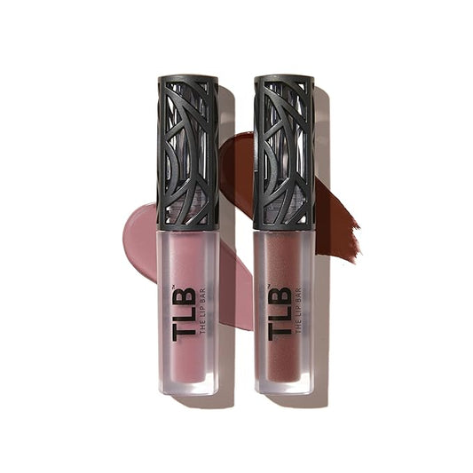The Lip Bar - Nonstop Liquid Matte Lipstick Mini 2-Pack, Curlfriend (Mauve Pink) + Savage (Chocolate Red-Brown) - High Pigment - One Swipe - Long Lasting - Jojoba Oil & Vitamin E - Vegan - .24 fl oz