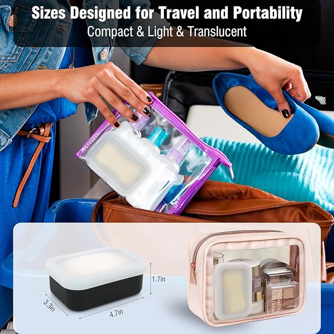 Enhanced Leak Proof Soap Box, Compact Silicone Soap Dish with Drainage Pad, Shampoo Bar Case for Travel, Camping, Gym and Dormitory (Black)