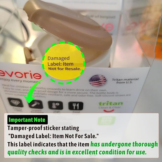 Evorie Tritan Weighted Straw Sippy Cup with Handles for Baby and Toddlers, Spill Proof Baby Water Bottle with Straw for 6 months and up, 7 Oz, Infant Training Water Bottle (Bumble bee)