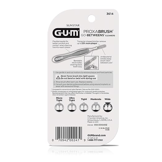 GUM Proxabrush Go-Betweens - Wide - Interdental Brushes - Soft Bristled Dental Picks for Plaque Removal Health - Safe for Braces & Dental Devices, 10 Count (Pack of 4)