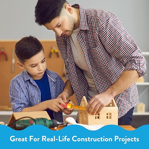 Handy Famm 8ft Red Bird Tape Measure for Kids – STEM Educational Tool with Level, Protractor, Retractable Design - DIY Construction Toy, Child-Safe Measuring Tapes, Gift for Boys & Girls 3+