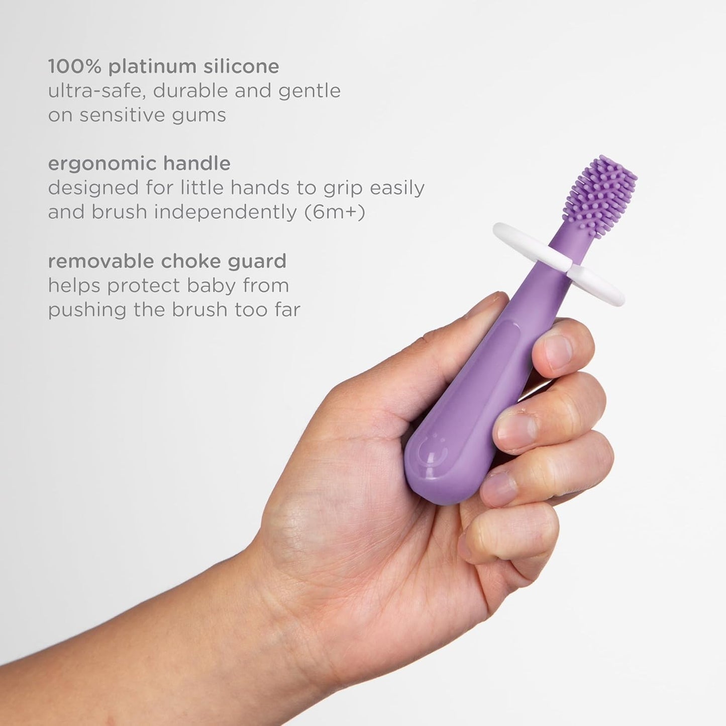 Ubbi Grow with Me Toothbrush Training Set for Babies and Toddlers, Includes Silicone Finger Brush, 360° and Soft Bristled Toothbrush, Smoothie Purple