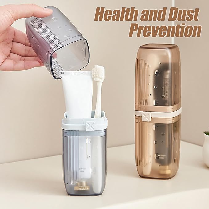 Travel Toothbrush Case & Holder - 2-in-1 Portable Toothbrush Organizer with Cover, Electric Toothbrush Travel case - Toothbrush Holders Travel Case for Camping, Business Trips, Dorm (Light Blue)