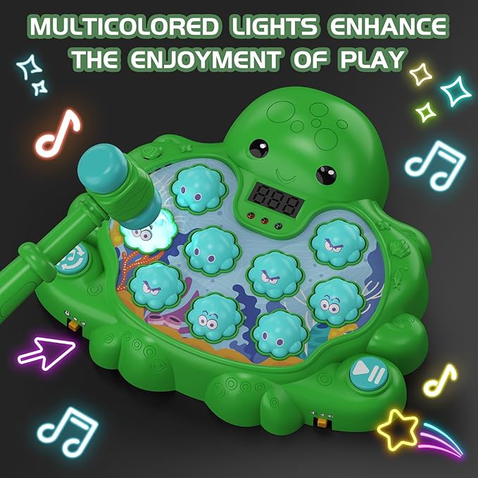 Octopus Vitality Strike Game, Educational Musical Whack-A-Mole Toy with 2 Game Modes, Digital Score Display, Toddler Early Developmental Learning Toy, Fun Birthday Gift for Kids Age 2+