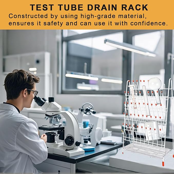 Lab Drying Rack 55 Pegs Lab Glassware Rack Steel Wire Glassware Drying Rack Free-Standing Tube Drying Draining Rack for School Laboratory Utensils (24 pegs)