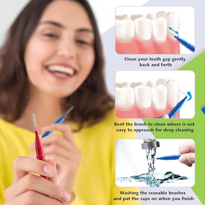 Interdental Brush,Toothpick Tooth Flossing Head Oral Dental Hygiene Brush, Braces Cleaning kit (2.5mm/3mm) 88 Count