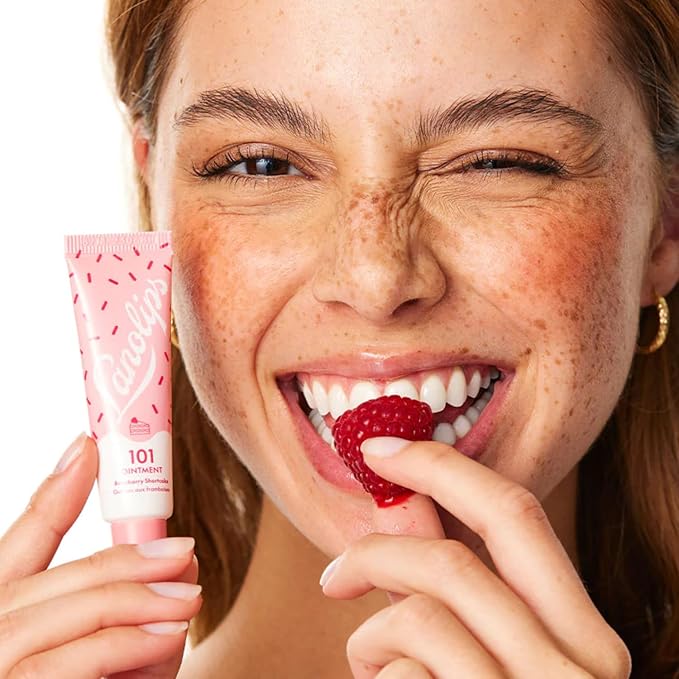 Lanolips 101 Ointment - Lanolin Lip Balm for Smooth, Hydrated & Healthy Lips - Multipurpose Lip Ointment with Lanolin Oil for Dry Lips, Cuticles & More - Raspberry Shortcake (0.52 oz)