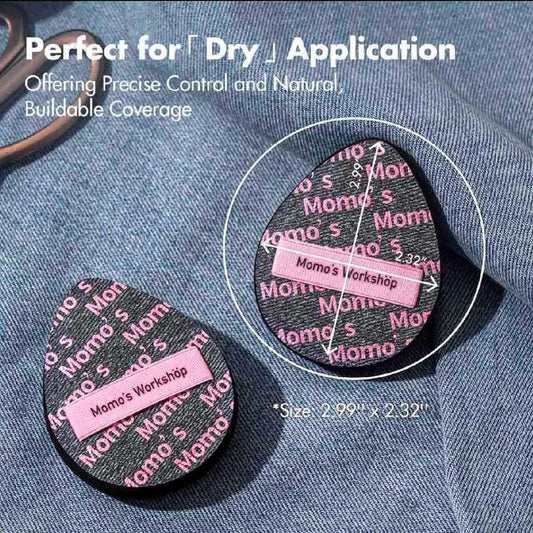 Momo's Workshop Pink Black Denim Egg Makeup Sponge 2-Pack,Ultra Firm Bounce Rubycell Sponge for Liquid-Full Coverage Foundation,for Dry/Combination Skin,Travel Friendly,2pcs &Storage Case