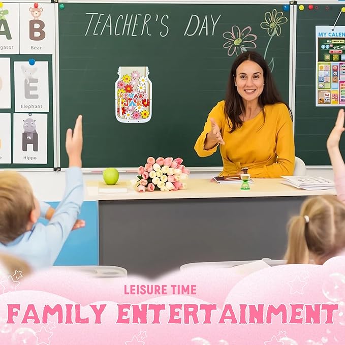 Flower Magnetic Reward Jar for Kids,Classroom Reward System,Reward jar Classroom,Behaviour Incentive System for Toddlers (Flowers)