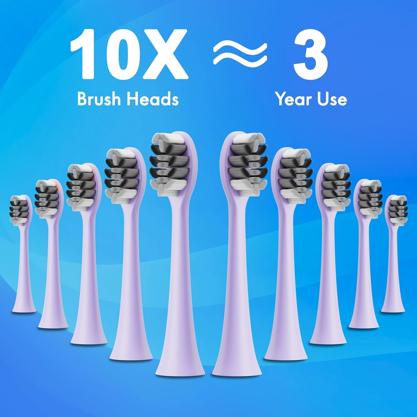 Sonic Electric Toothbrush for Adults & Kids, Rechargeable Electric Toothbrush with 10 Brush Heads & Travel Case, Teeth Whitening, Holder, Charge for 120 Days - Purple