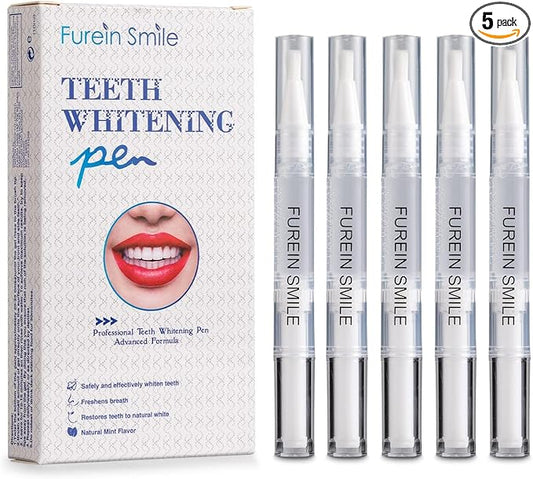 Teeth Whitening Pen 5 Pens 50+ Whitening Treatments -Removes Years of Stains 35% Carbamide Peroxide Tooth Whitener Brush Gel Pen