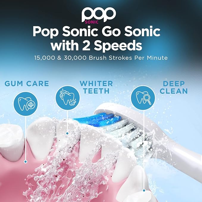 Pop Sonic Electric Toothbrush (Purple Bubble) - Travel Toothbrushes w/AAA Battery | Kids Electric Toothbrushes with 2 Speed & 15,000-30,000 Strokes/Minute, Dupont Nylon Bristles