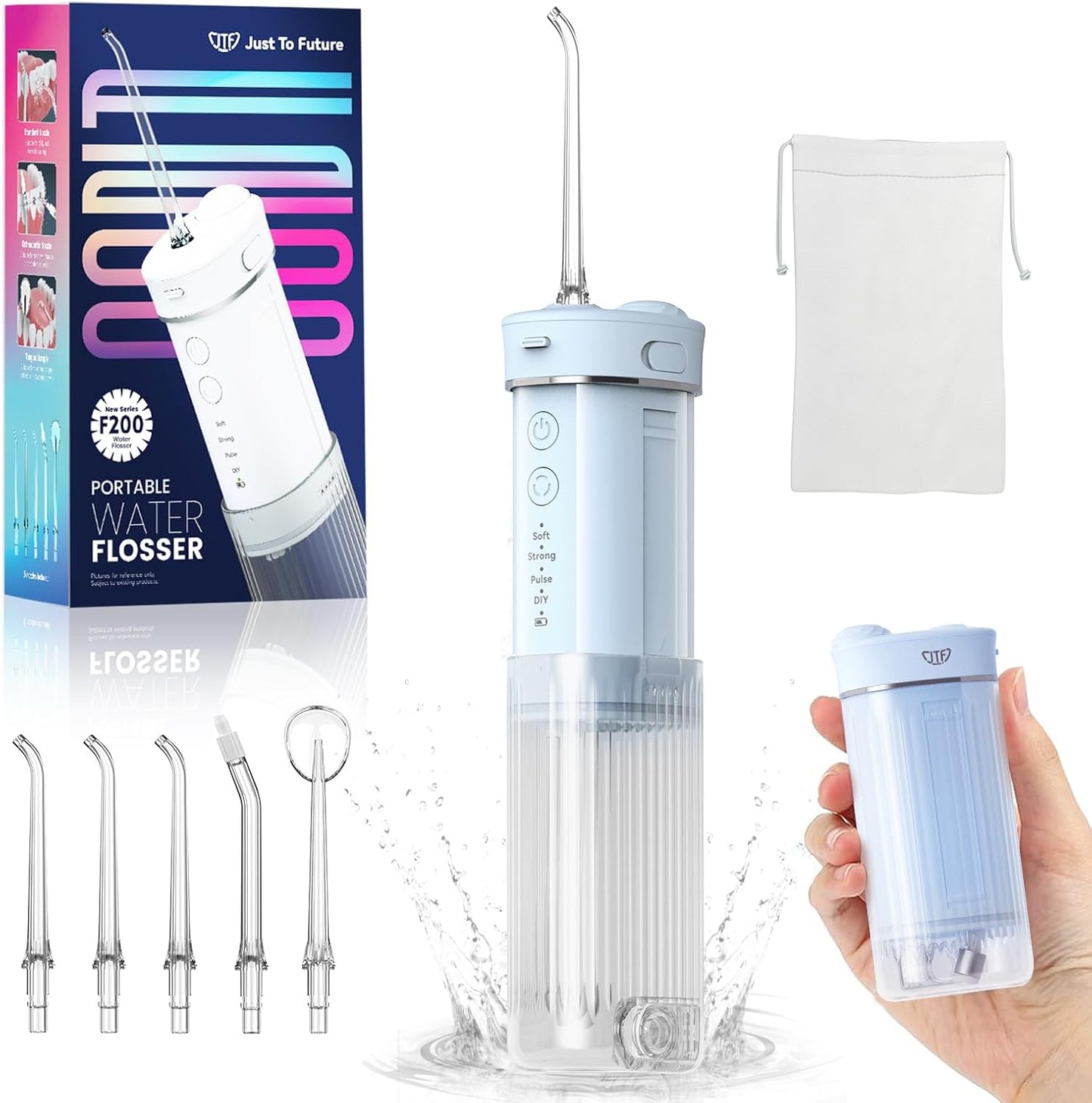 Portable Mini Water Dental Flosser for Teeth Cleaning Travel Oral Irrigator with Telescopic Water Tank,4 Modes IPX7 Waterproof Design - Perfect for Braces, Bridges, and Home & Travel Dental Care