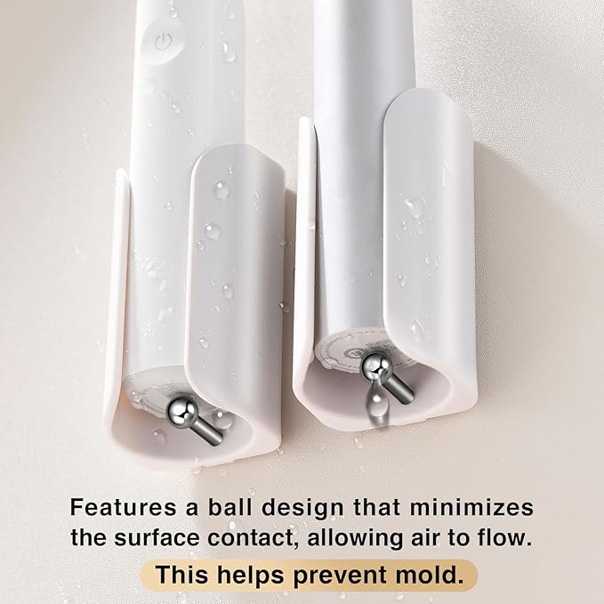 Electric Toothbrush Holder for Bathroom, Wall-Mounted Toothbrush Stand with Self-Adhesive, Compact Bathroom Caddy for Electric Toothbrushes (White-2pcs)